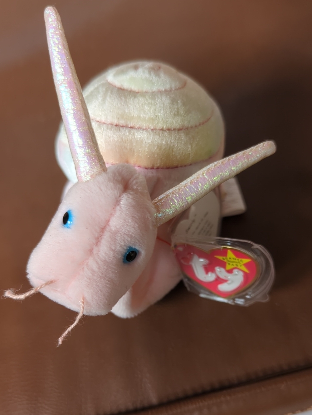 Ty Pink Snail Plush with Iridescent Shell and Antennae